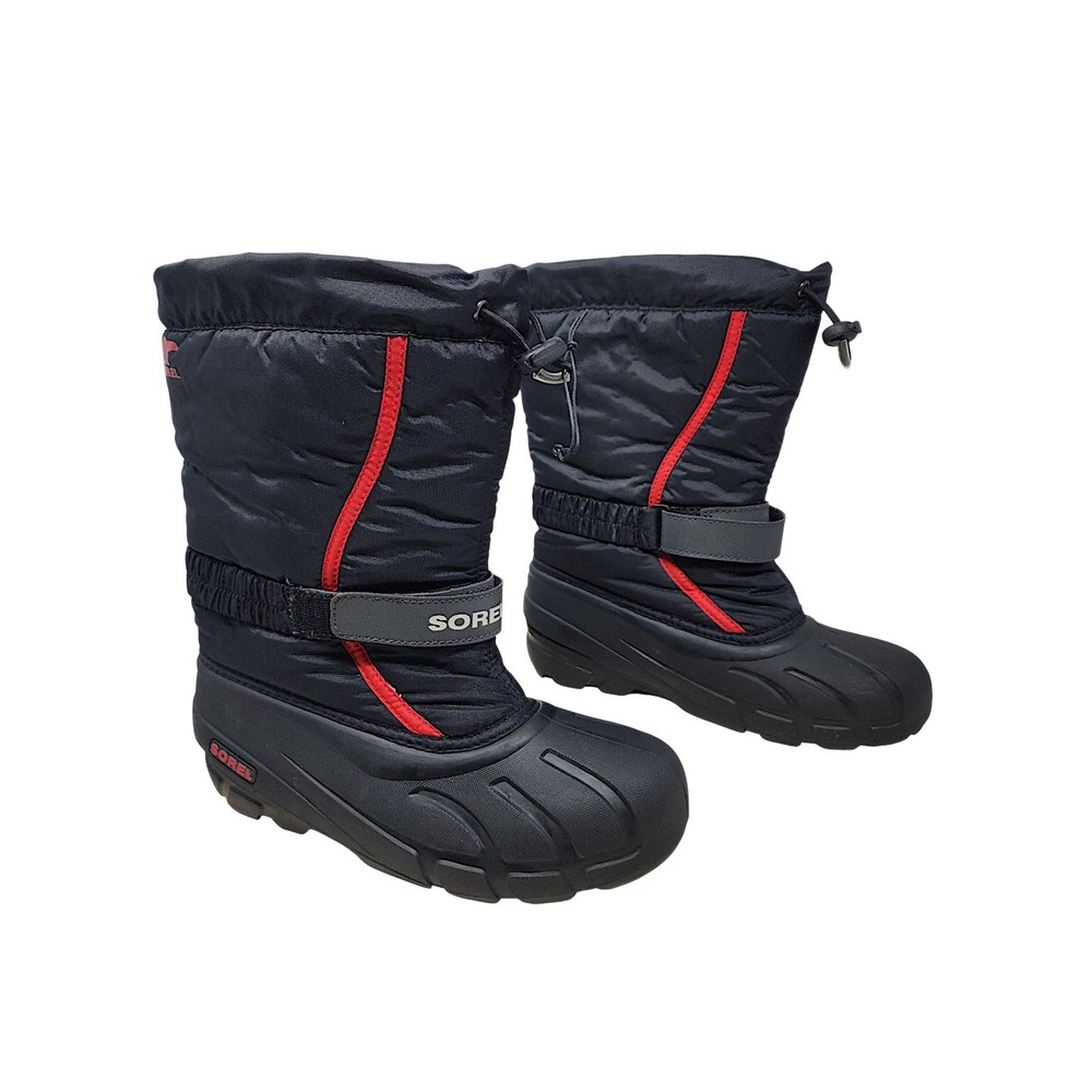 Sorel Snow Boots 7 Mens Black Red Insulated Waterproof Winter Gorpcore Outdoor